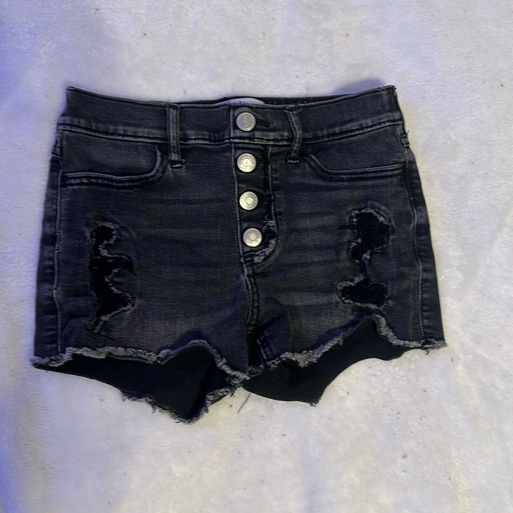 Abercrombie kids black wash jean shorts size 11/12